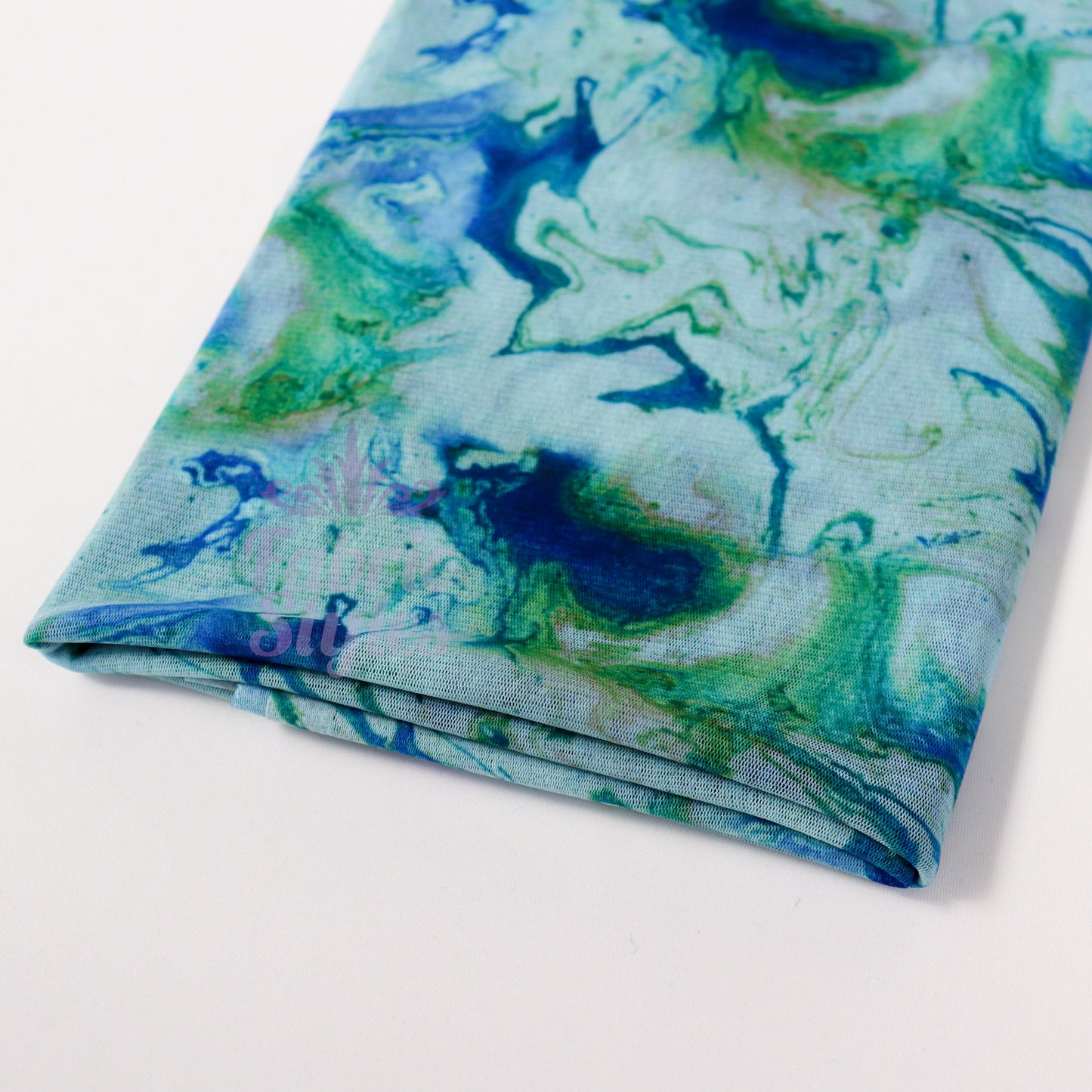 Blue Green Tie Dye Power Mesh Fabric