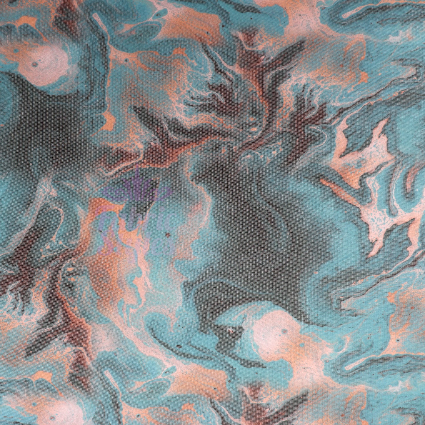 Blue Orange Marble Power Mesh Fabric