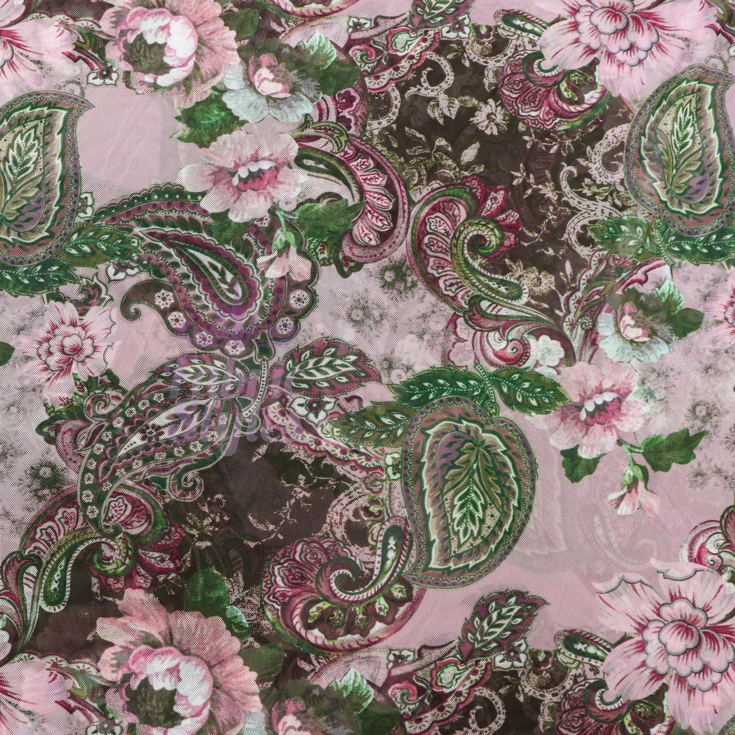 Paisley Rose Floral Power Mesh Fabric