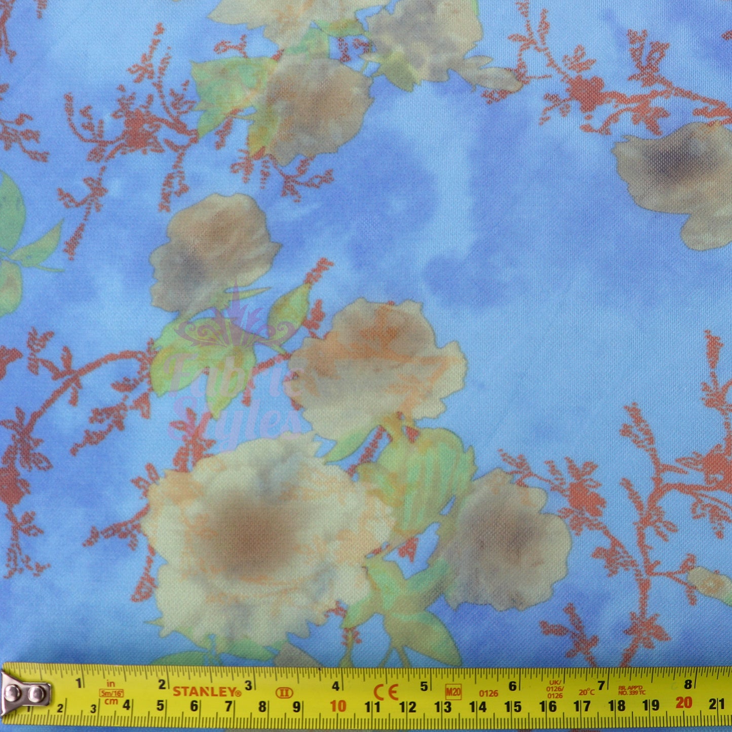 Blue Floral Power Mesh Fabric