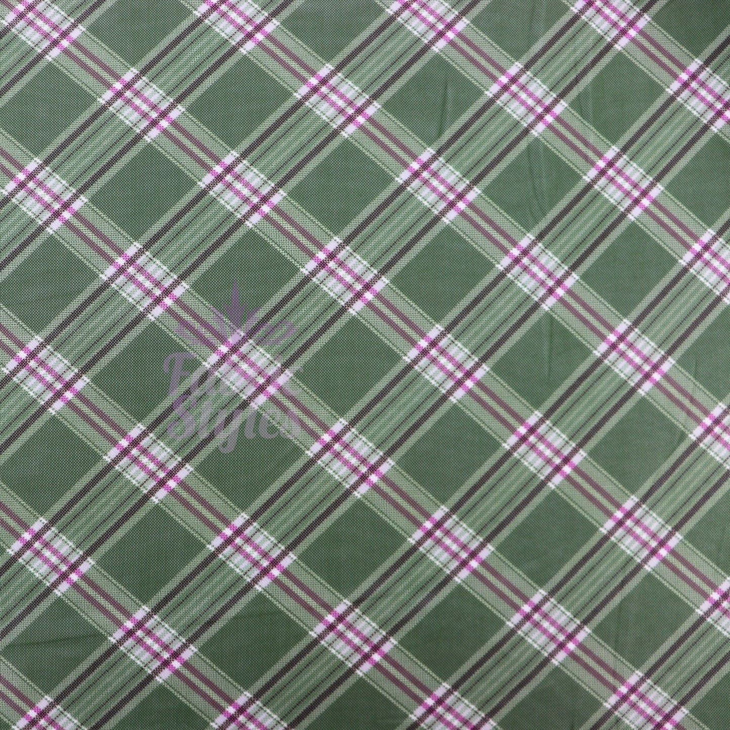Green Tartan Pink Stripe Power Mesh Fabric