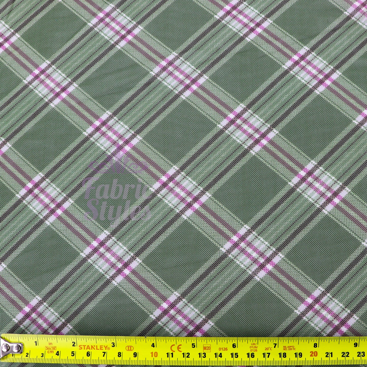 Green Tartan Pink Stripe Power Mesh Fabric