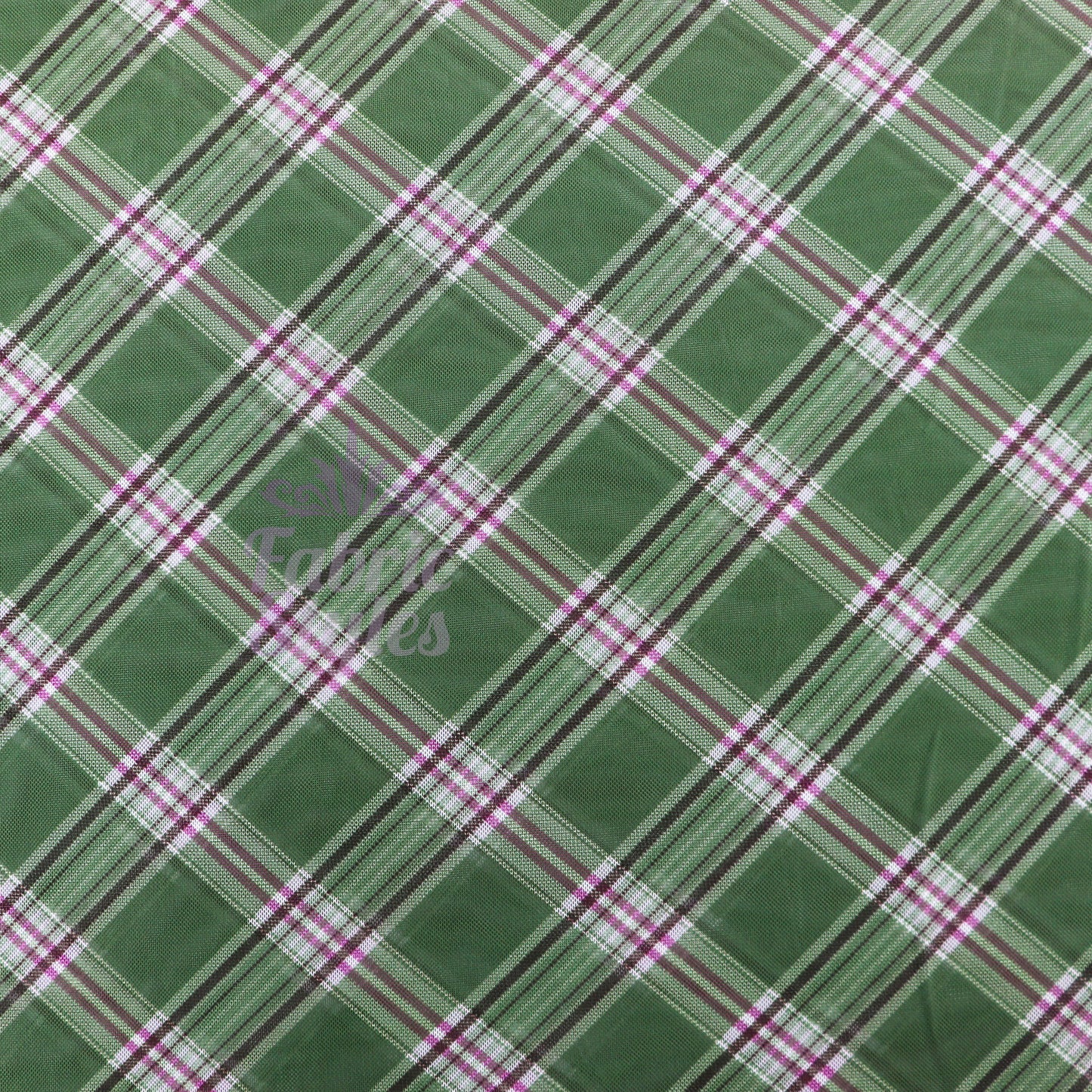 Green Tartan Pink Stripe Power Mesh Fabric