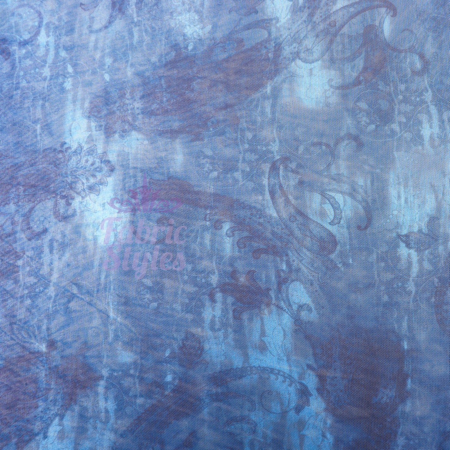 Blue Paisley Power Mesh Fabric