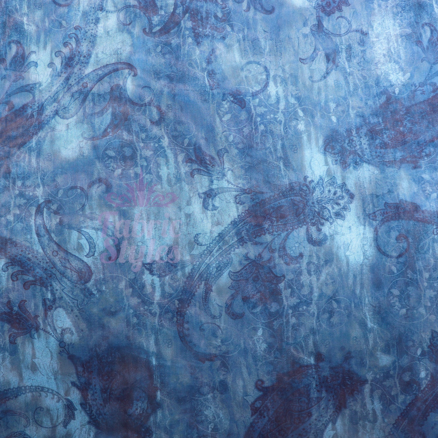 Blue Paisley Power Mesh Fabric