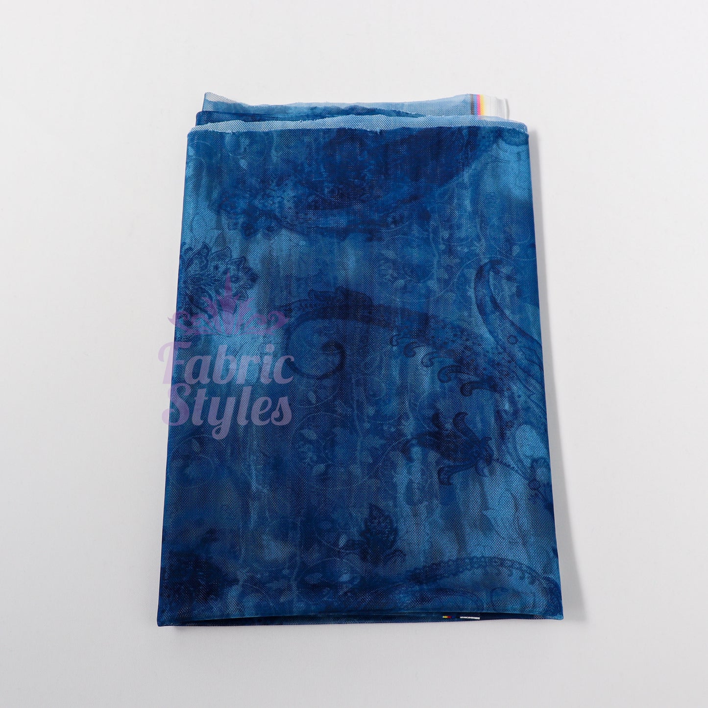 Blue Paisley Power Mesh Fabric