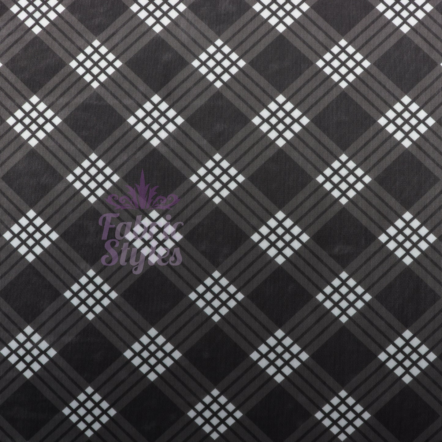 Black Tartan Power Mesh Fabric