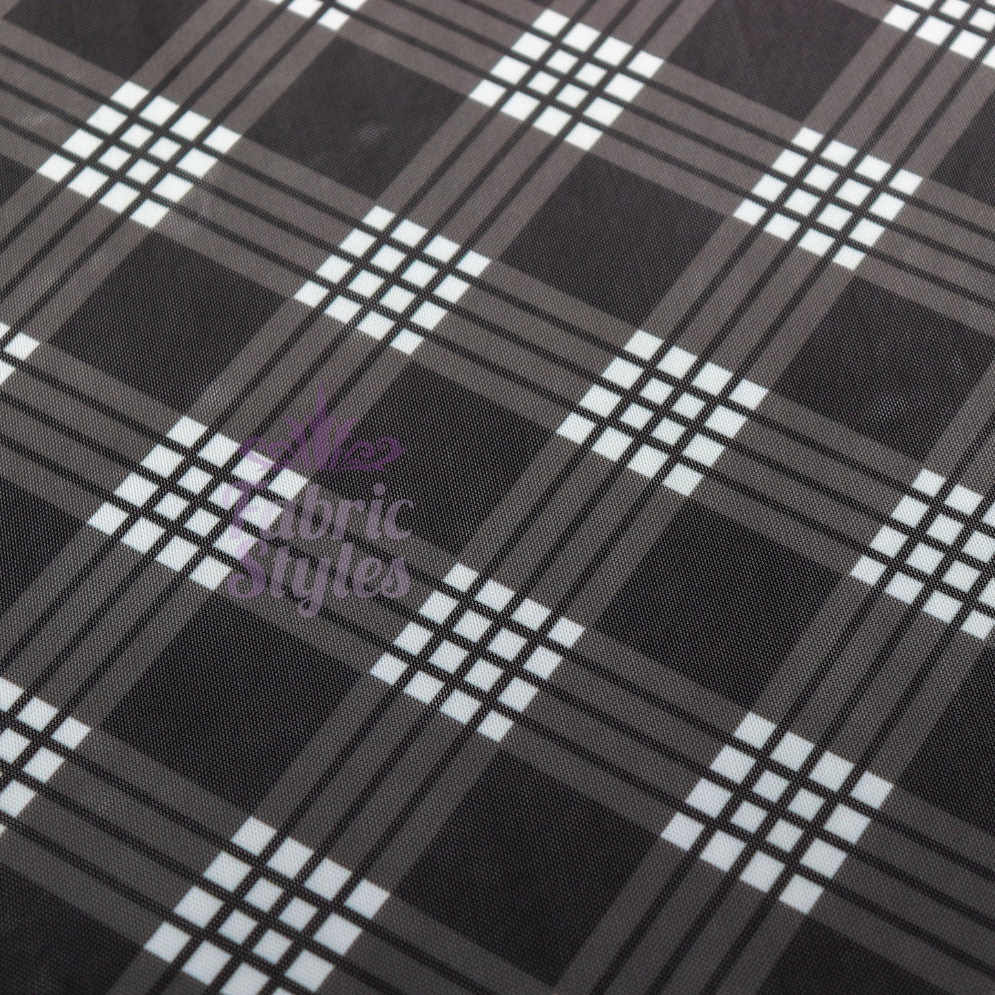 Black Tartan Power Mesh Fabric