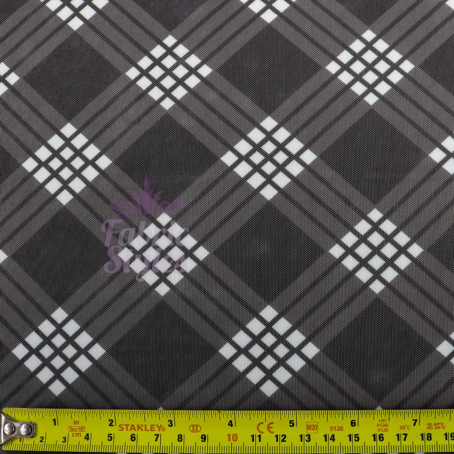 Black Tartan Power Mesh Fabric