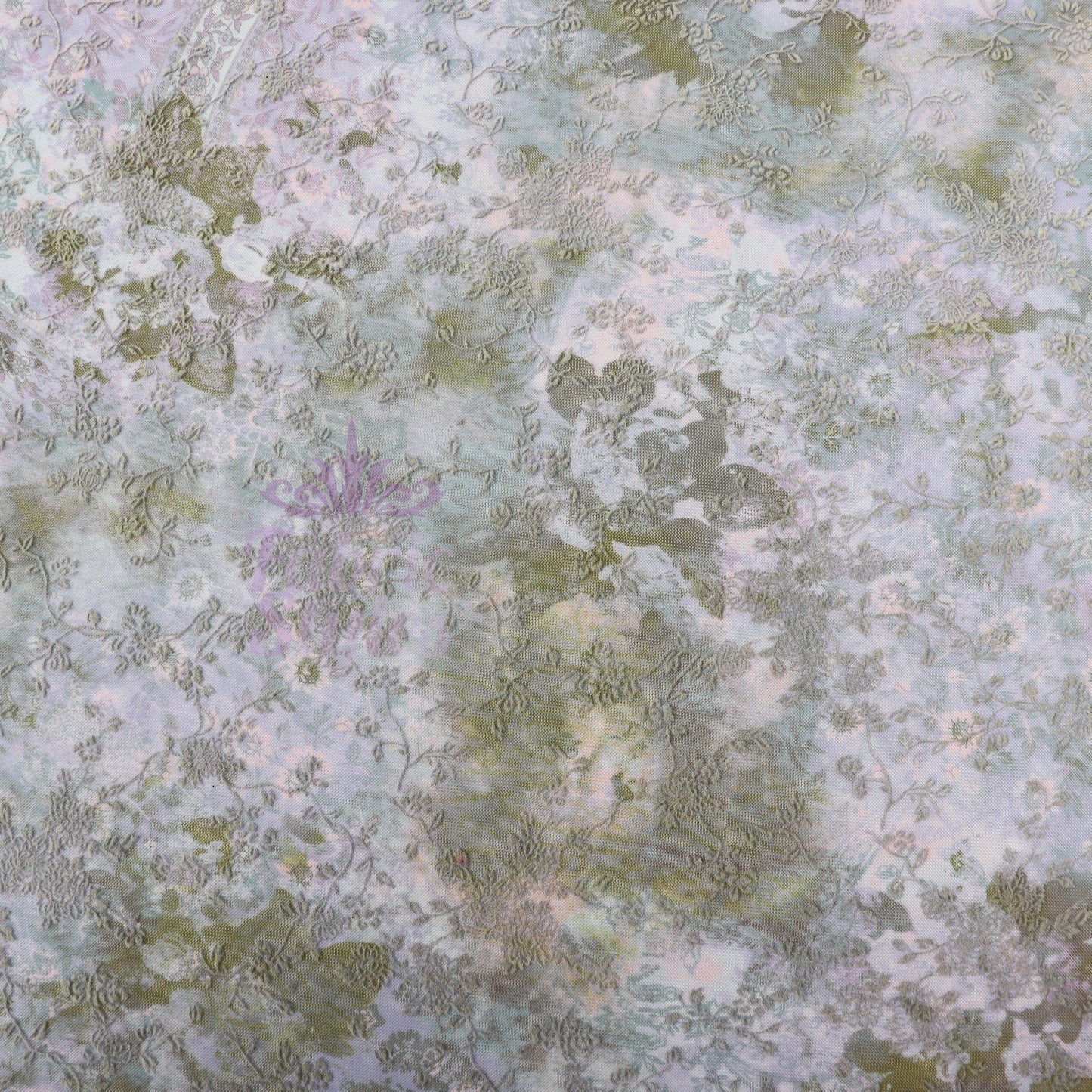 Blue Floral Power Mesh Fabric