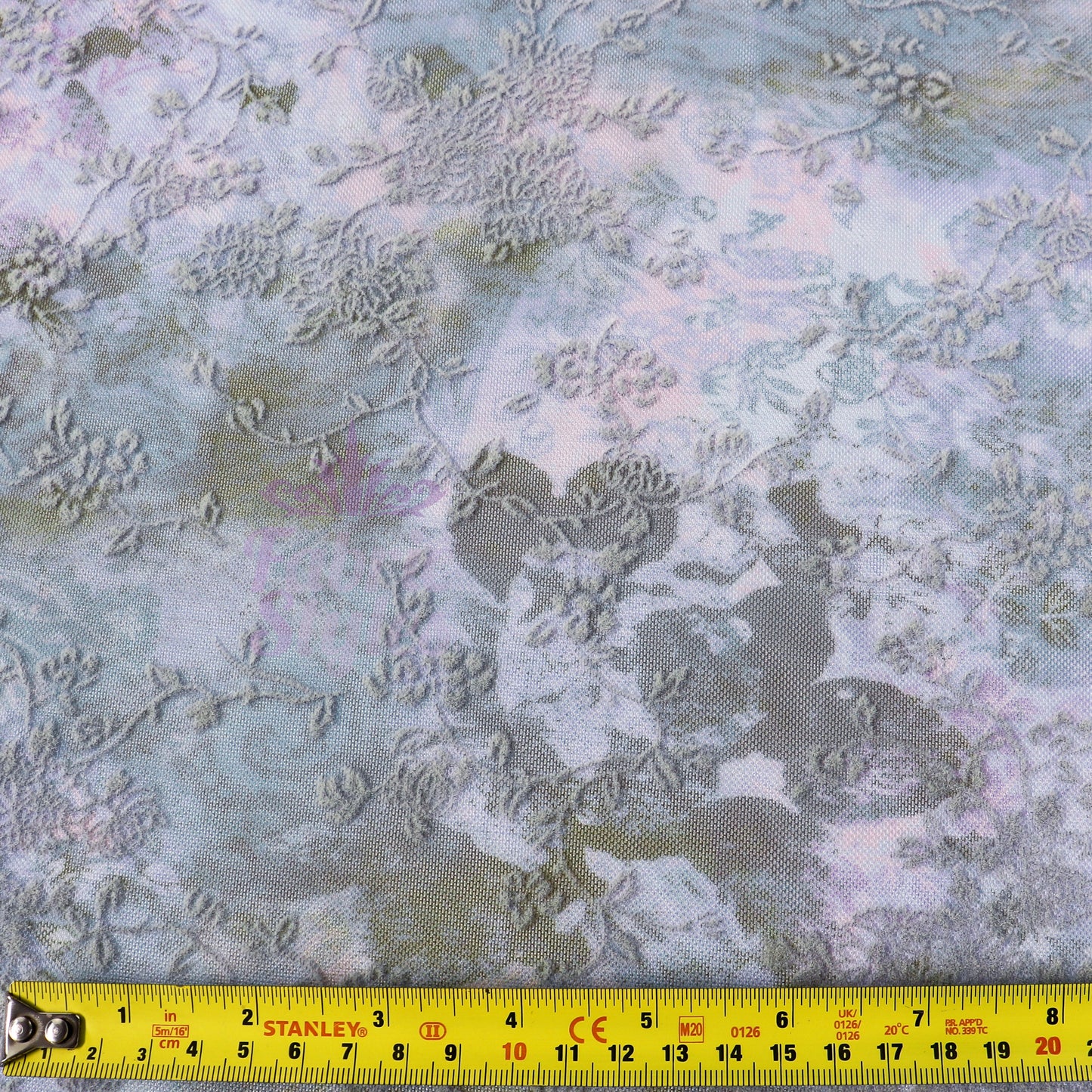 Blue Floral Power Mesh Fabric