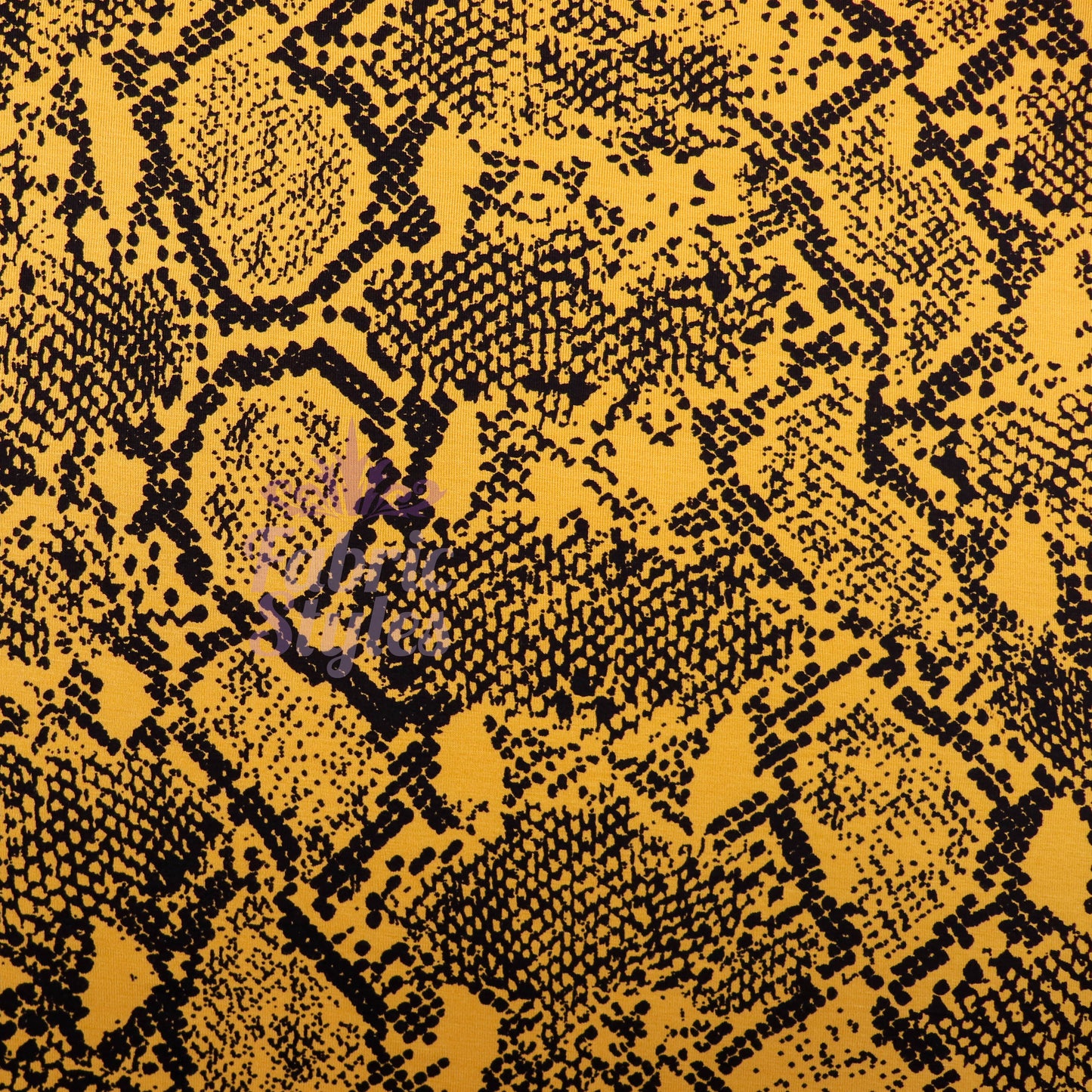 Mustard Snake Print Viscose Elastane Fabric