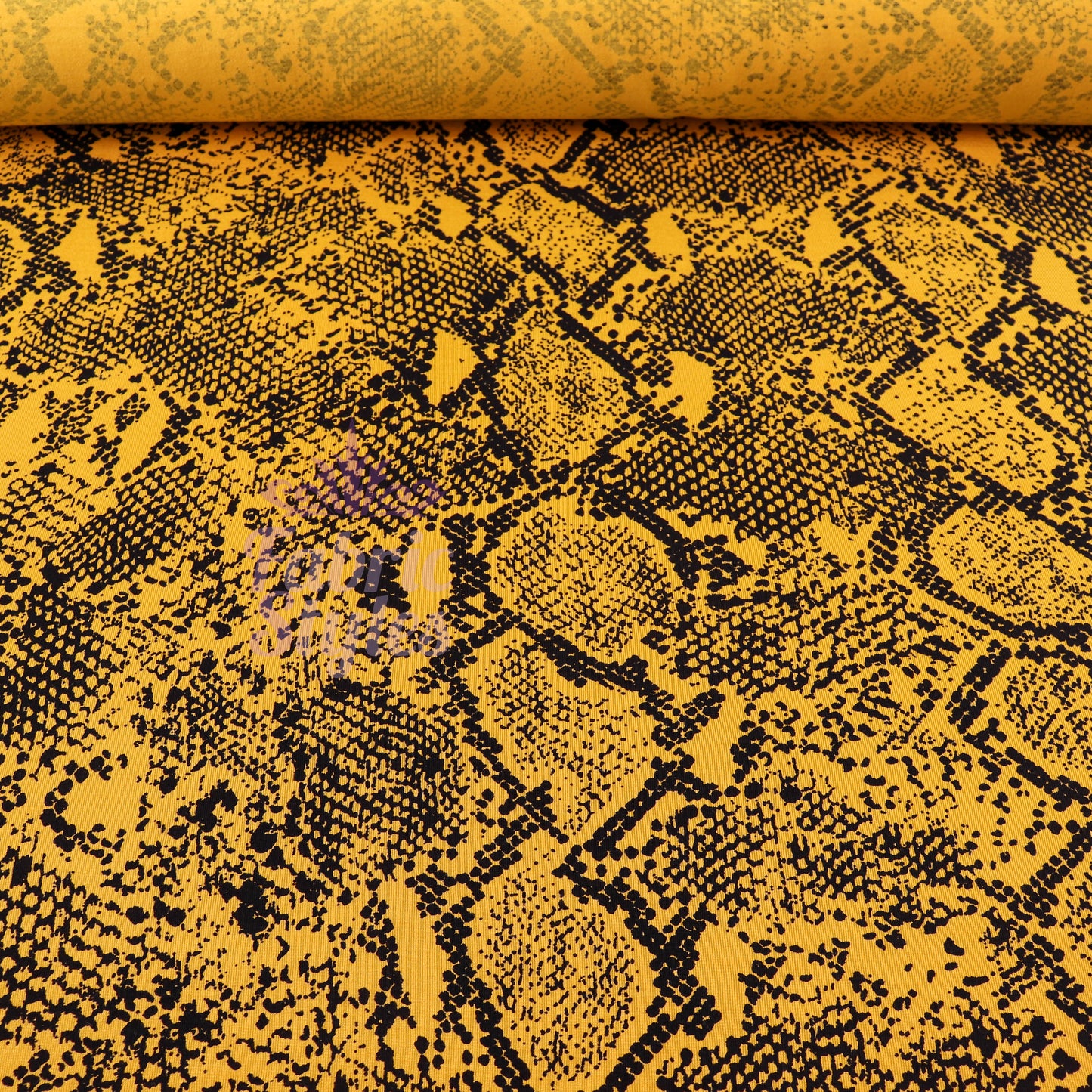 Mustard Snake Print Viscose Elastane Fabric