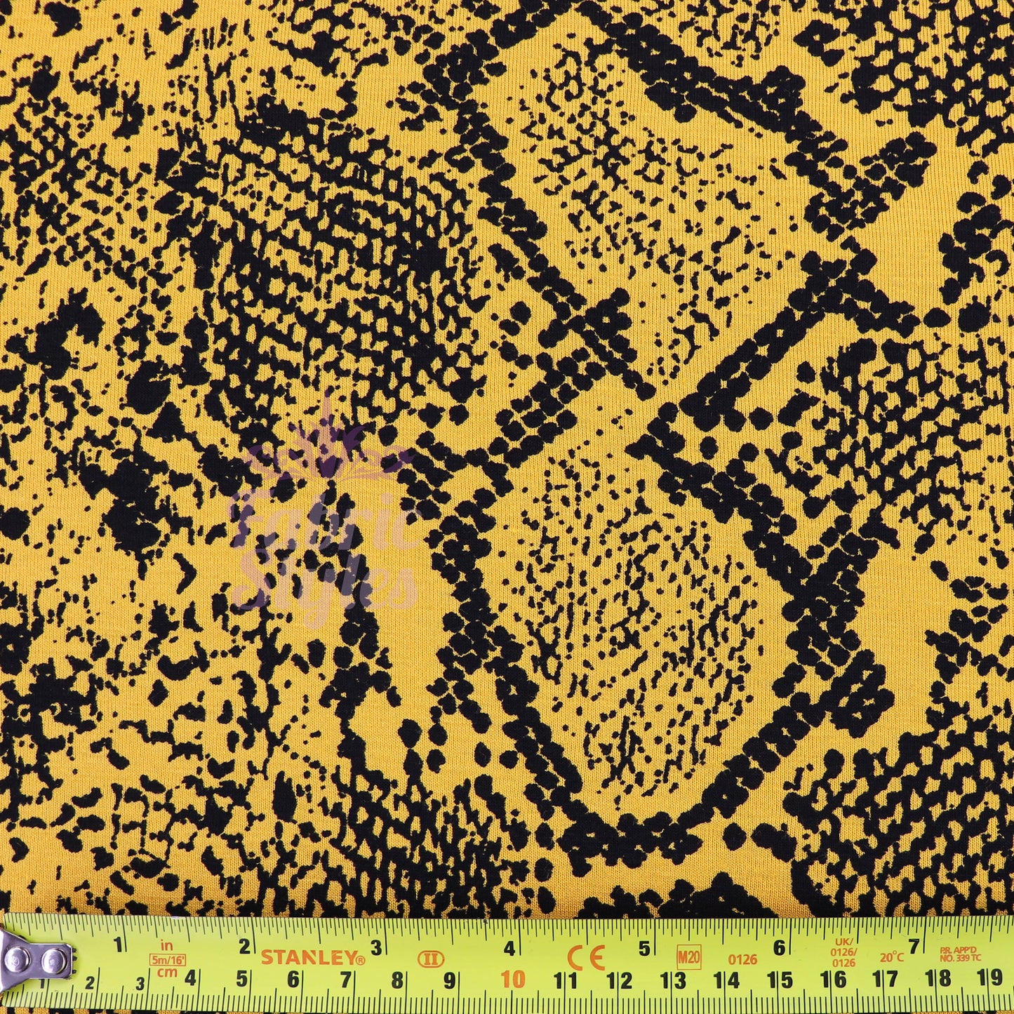 Mustard Snake Print Viscose Elastane Fabric