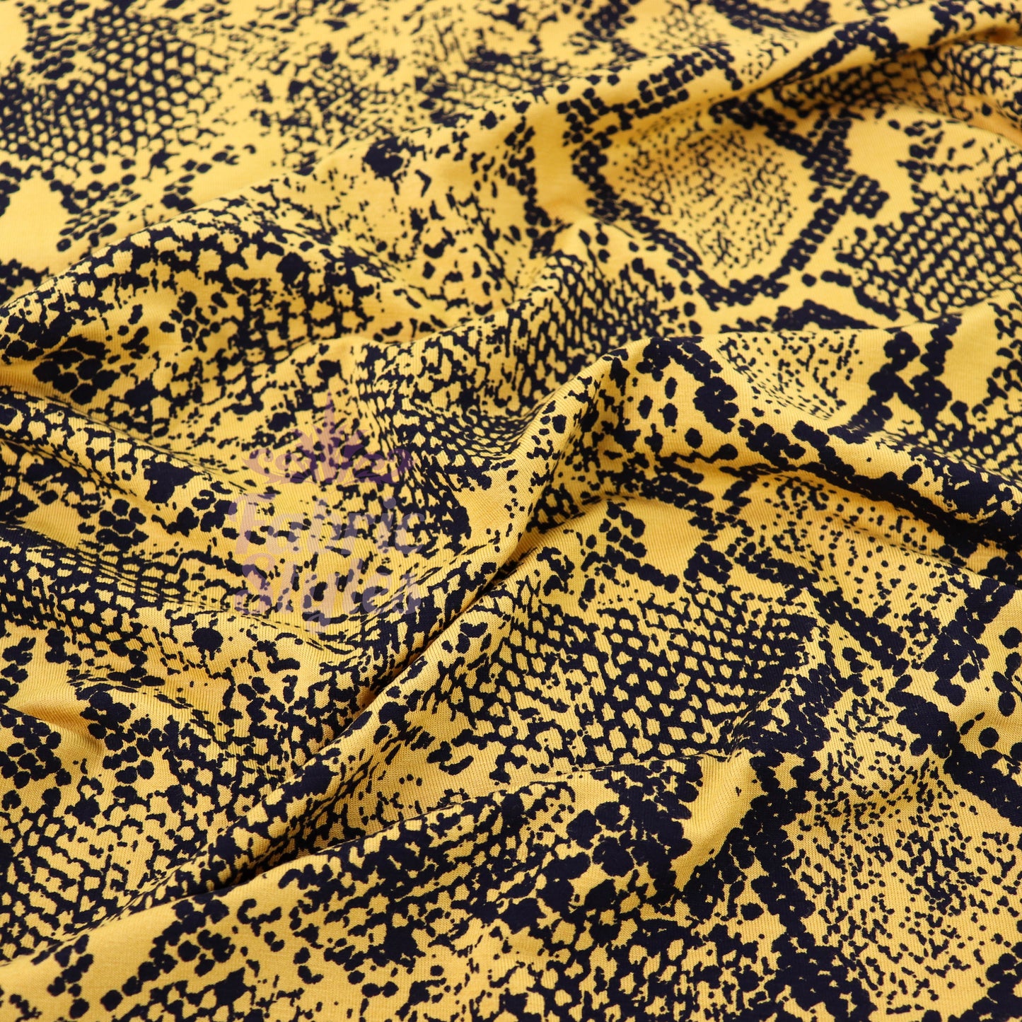 Mustard Snake Print Viscose Elastane Fabric