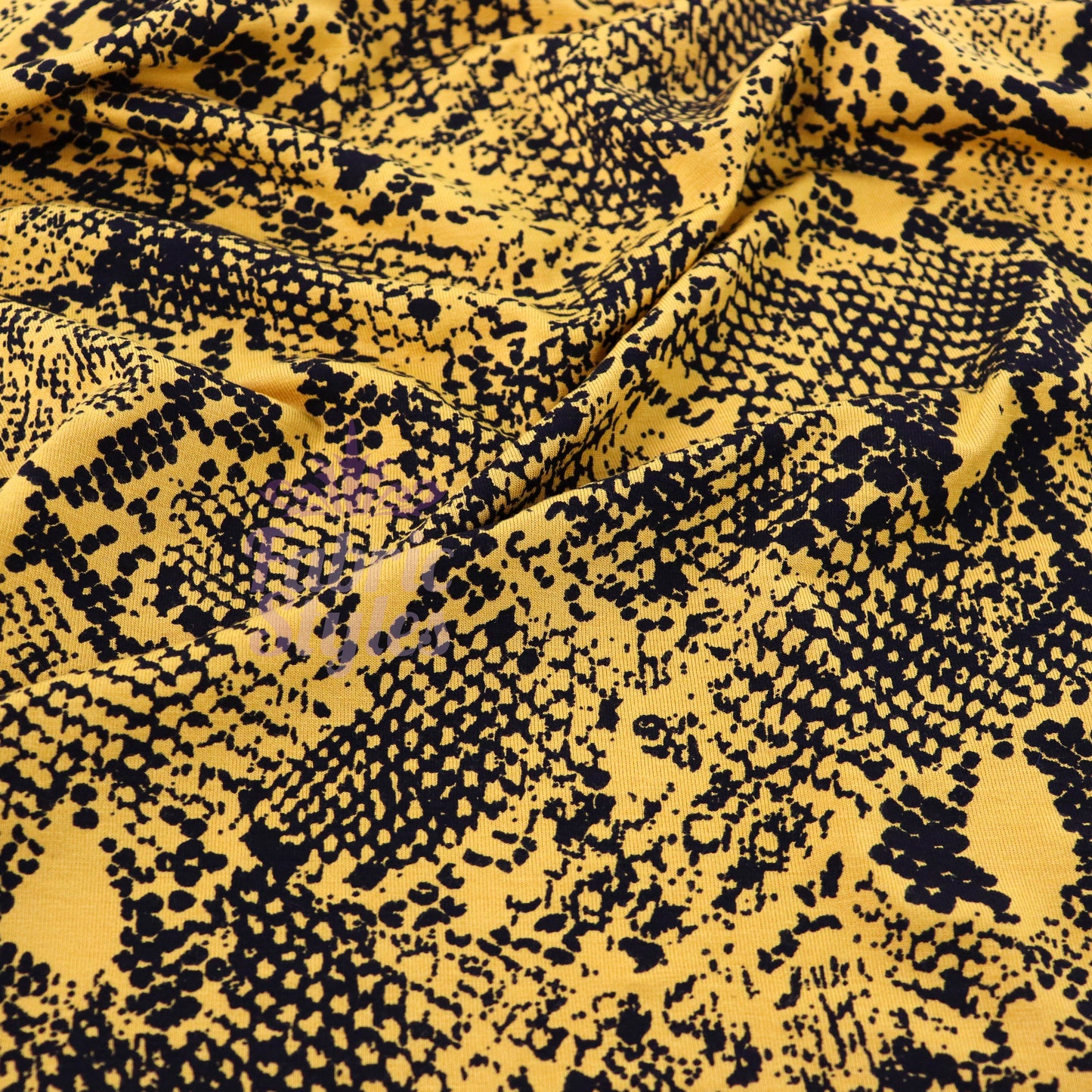 Mustard Snake Print Viscose Elastane Fabric