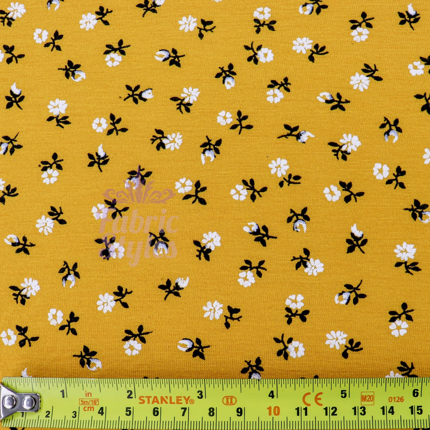 Mustard Ditsy Floral Fabric Viscose Elastane Fabric