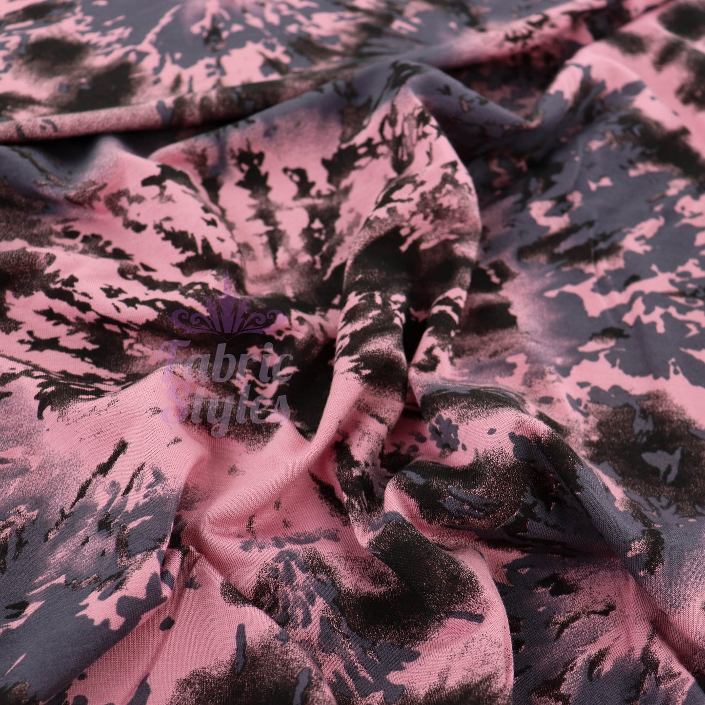 Pink Tie Dye Viscose Elastane Fabric