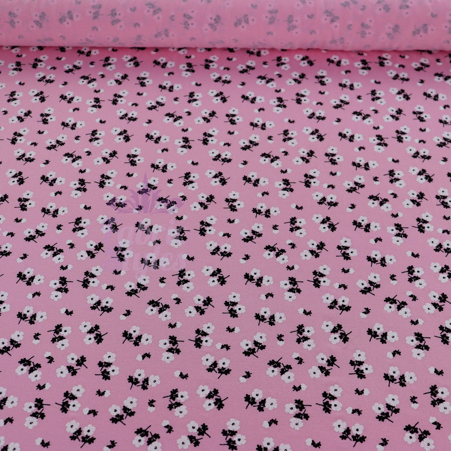 Pink Ditsy Floral Viscose Elastane Fabric