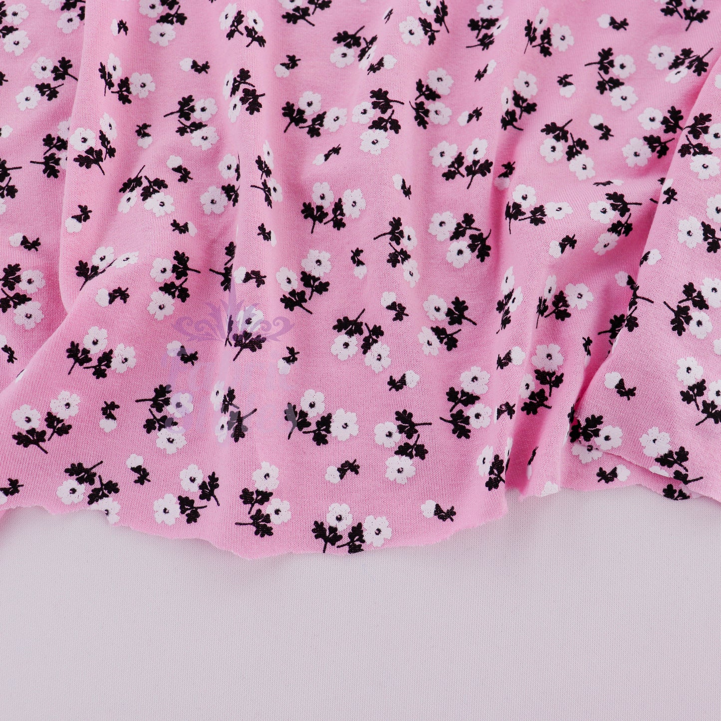 Pink Ditsy Floral Viscose Elastane Fabric