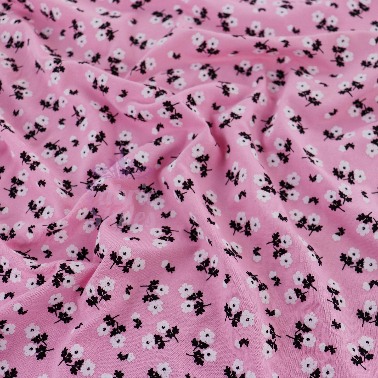 Pink Ditsy Floral Viscose Elastane Fabric