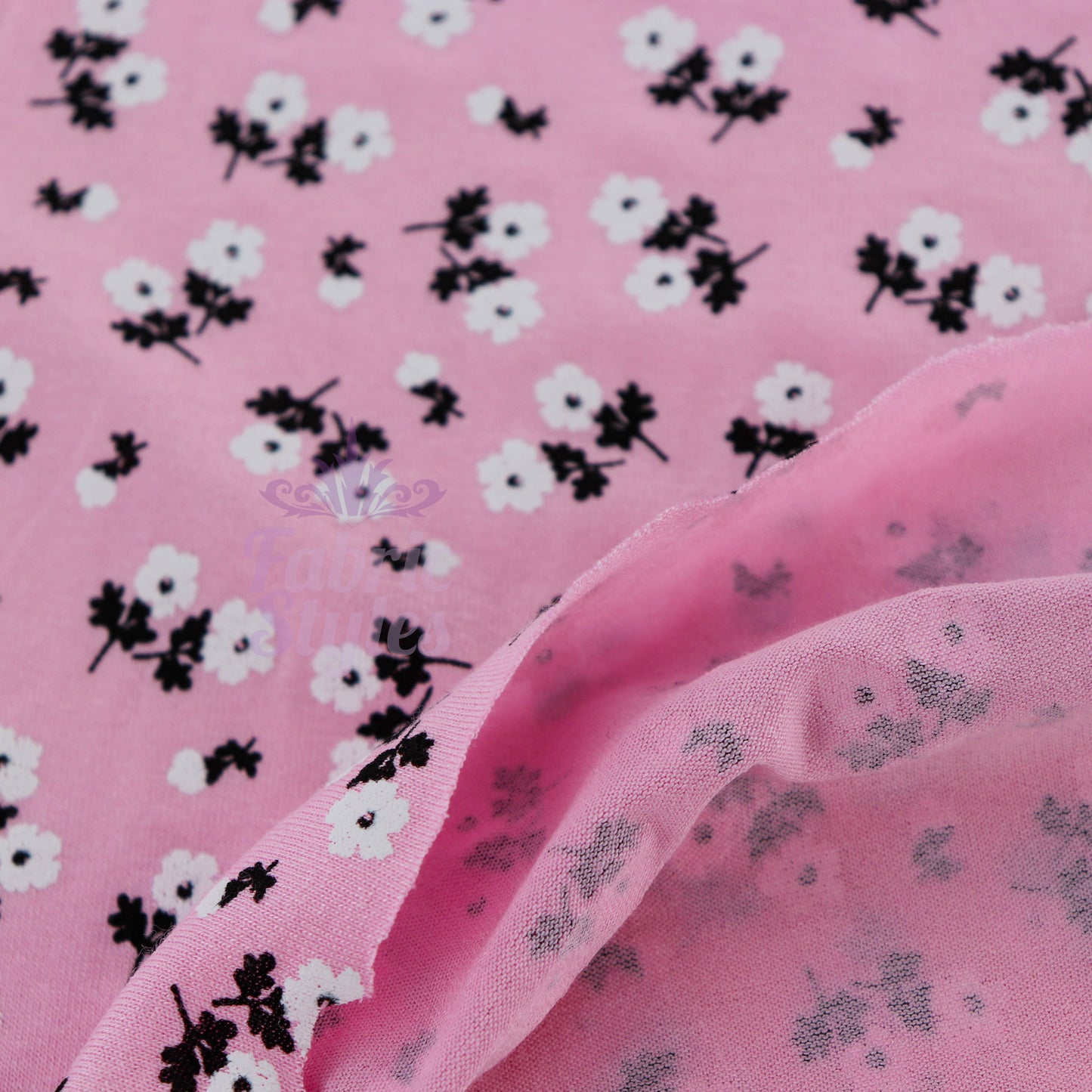 Pink Ditsy Floral Viscose Elastane Fabric