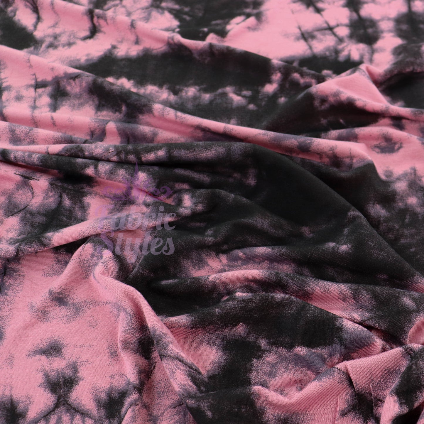 Pink Tie Dye with Black Viscose Elastane Fabric