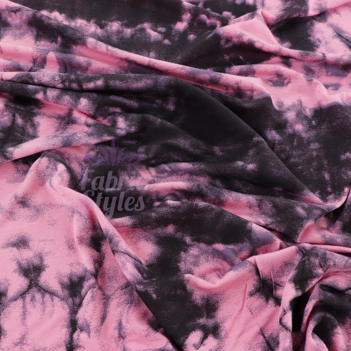 Pink Tie Dye with Black Viscose Elastane Fabric