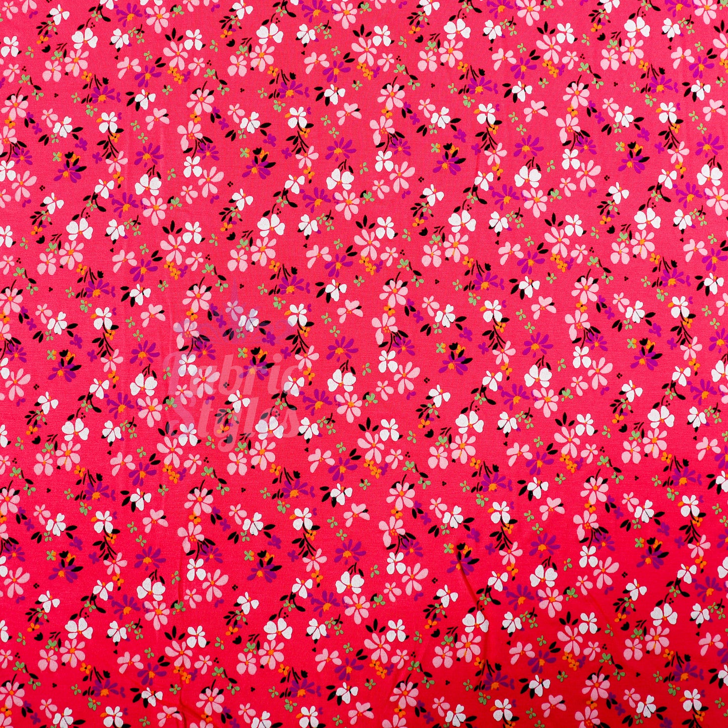 Magenta Floral Ditsy Flowers Viscose Elastane Fabric
