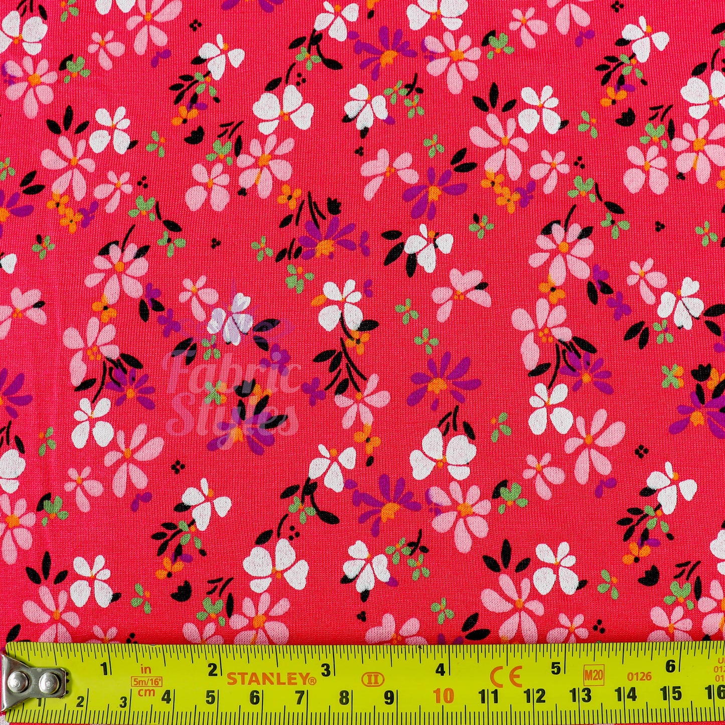 Magenta Floral Ditsy Flowers Viscose Elastane Fabric