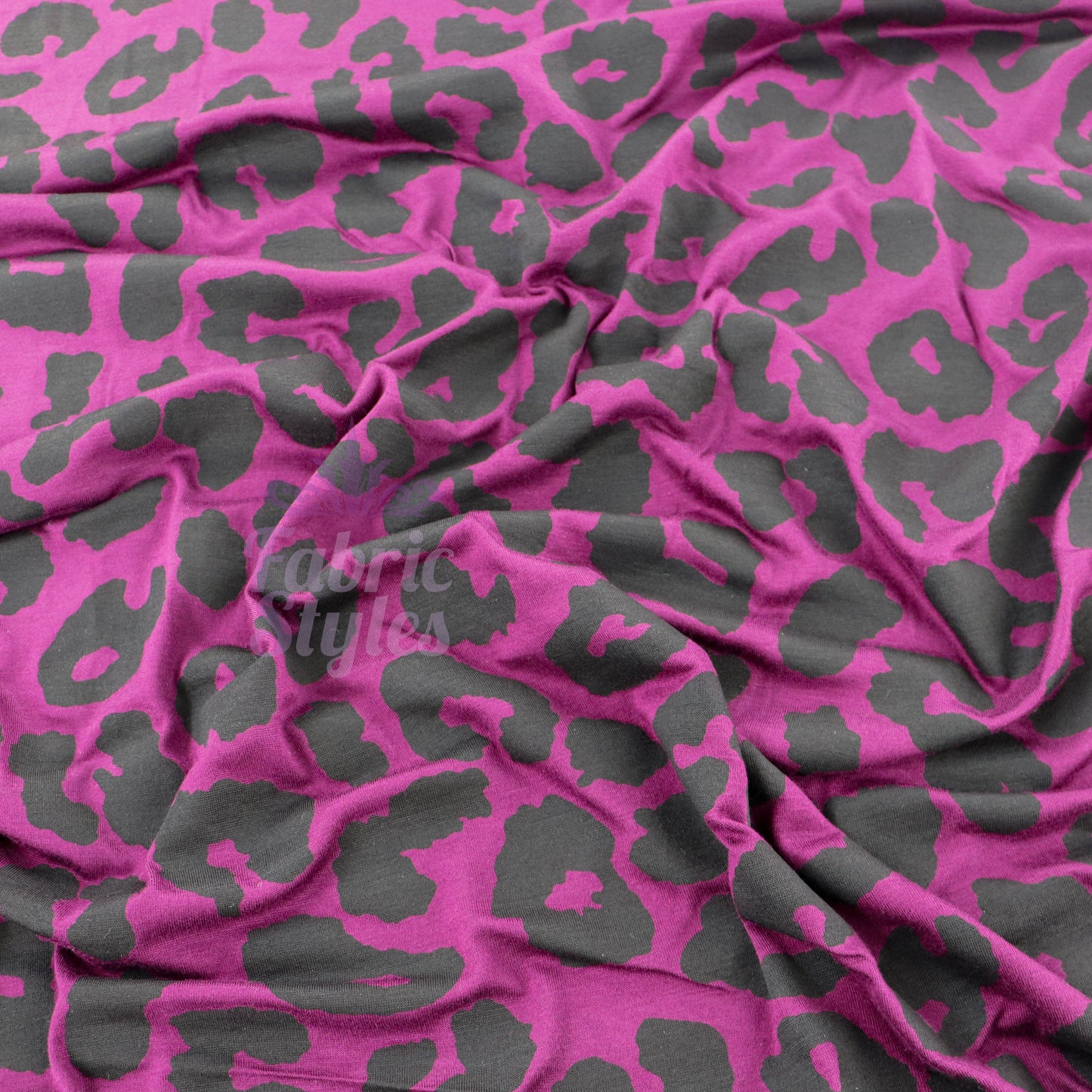 Purple Leopard Viscose Elastane Fabric
