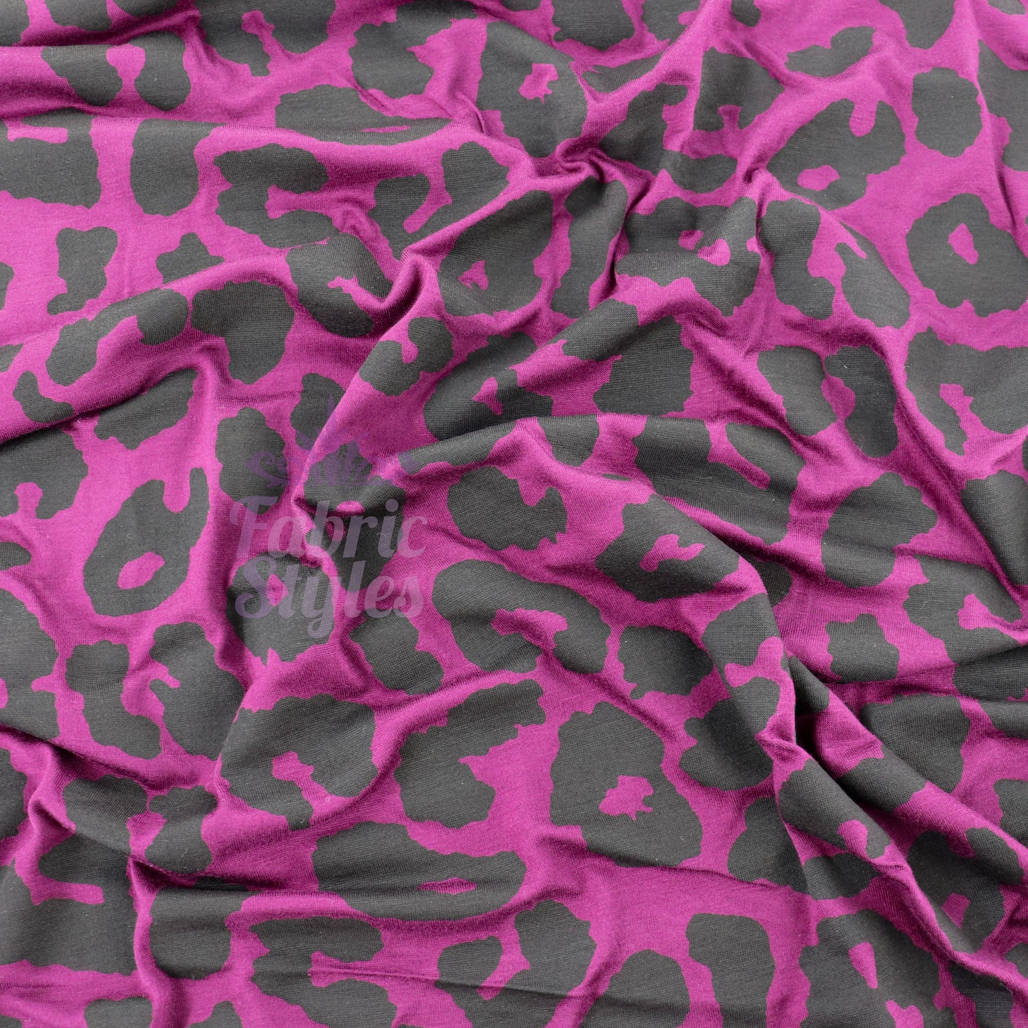 Purple Leopard Viscose Elastane Fabric