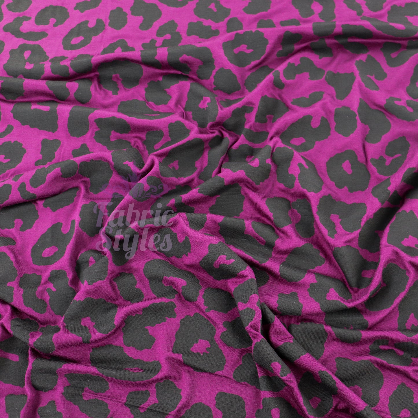 Purple Leopard Viscose Elastane Fabric