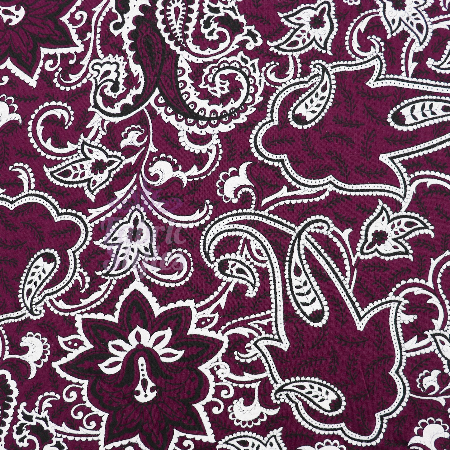 Wine Paisley Viscose Elastane Fabric