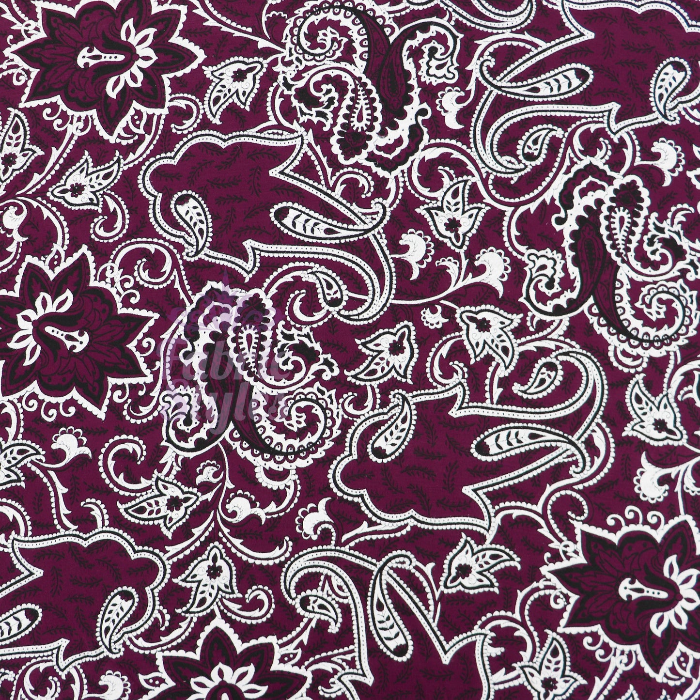 Wine Paisley Viscose Elastane Fabric