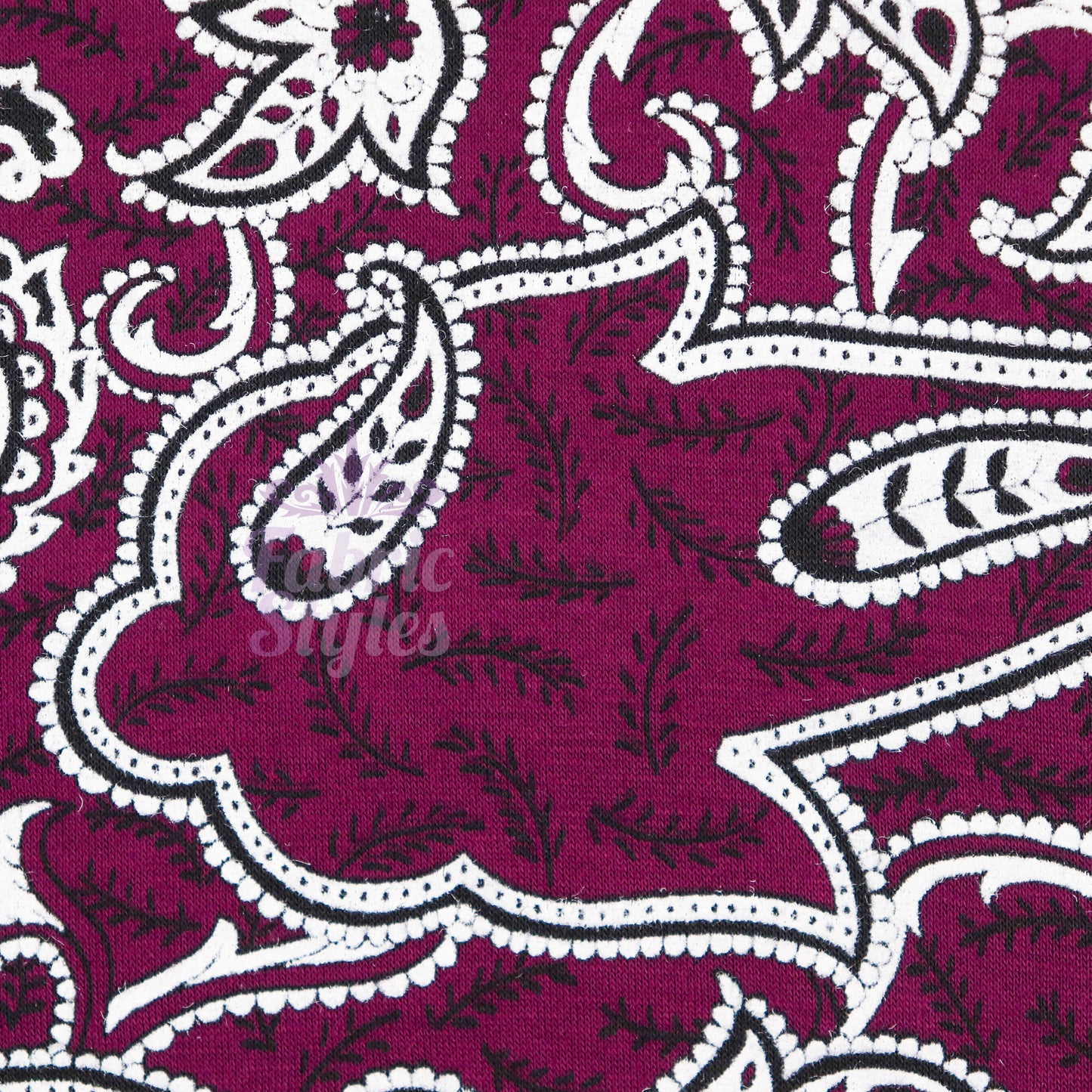 Wine Paisley Viscose Elastane Fabric