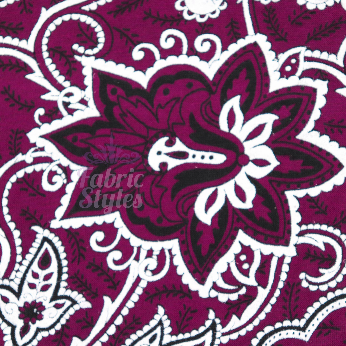 Wine Paisley Viscose Elastane Fabric