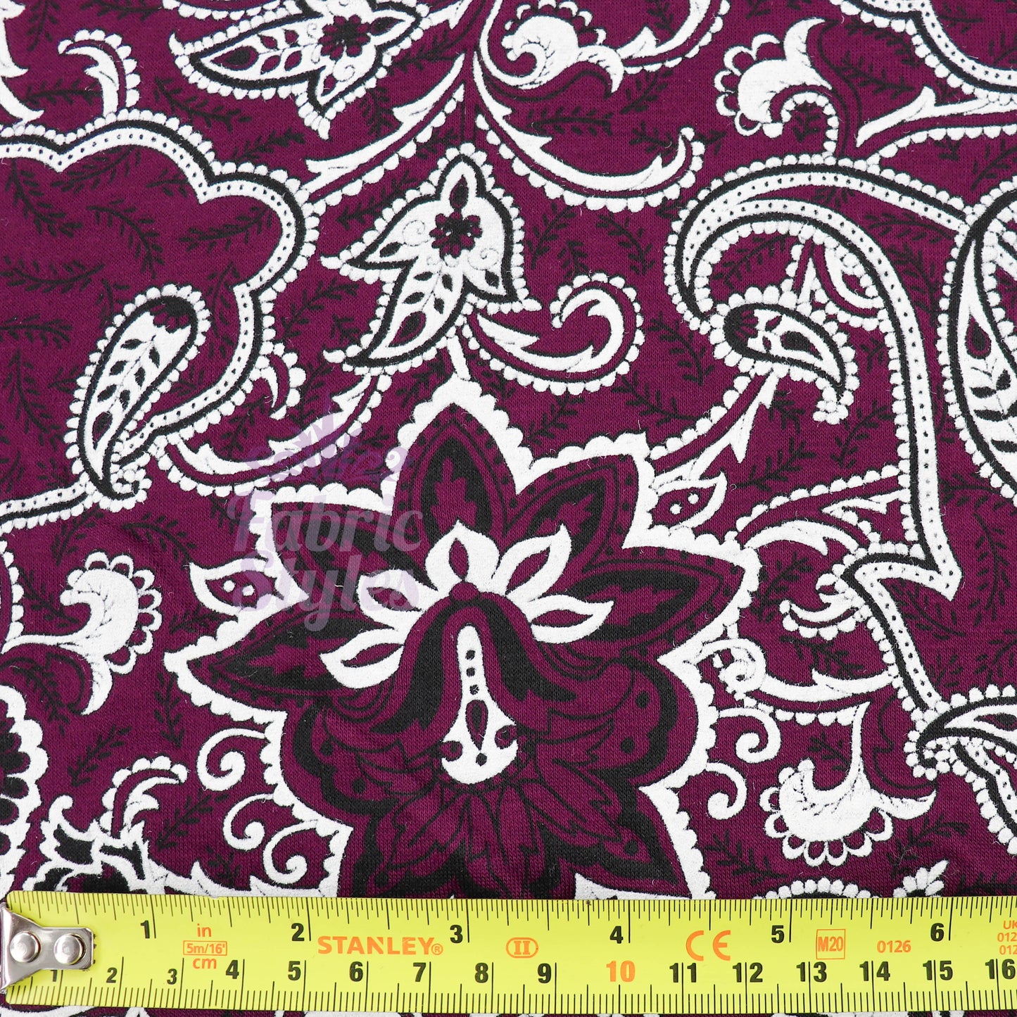 Wine Paisley Viscose Elastane Fabric