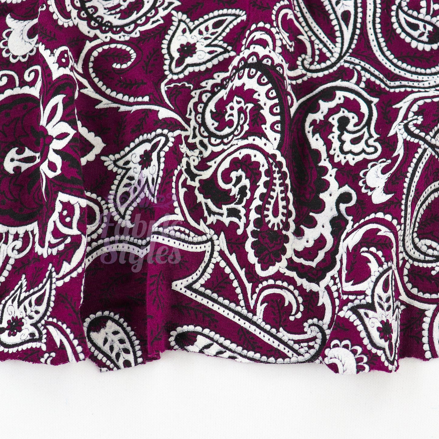 Wine Paisley Viscose Elastane Fabric