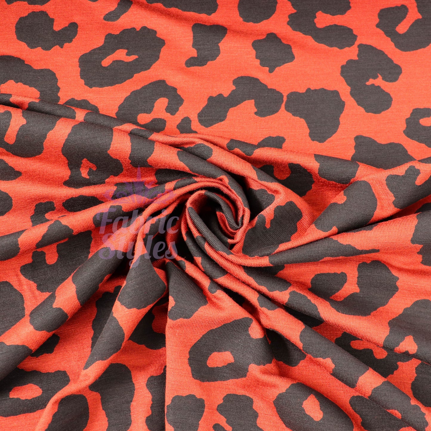 Leopard Rust Black Spots Viscose Elastane Fabric