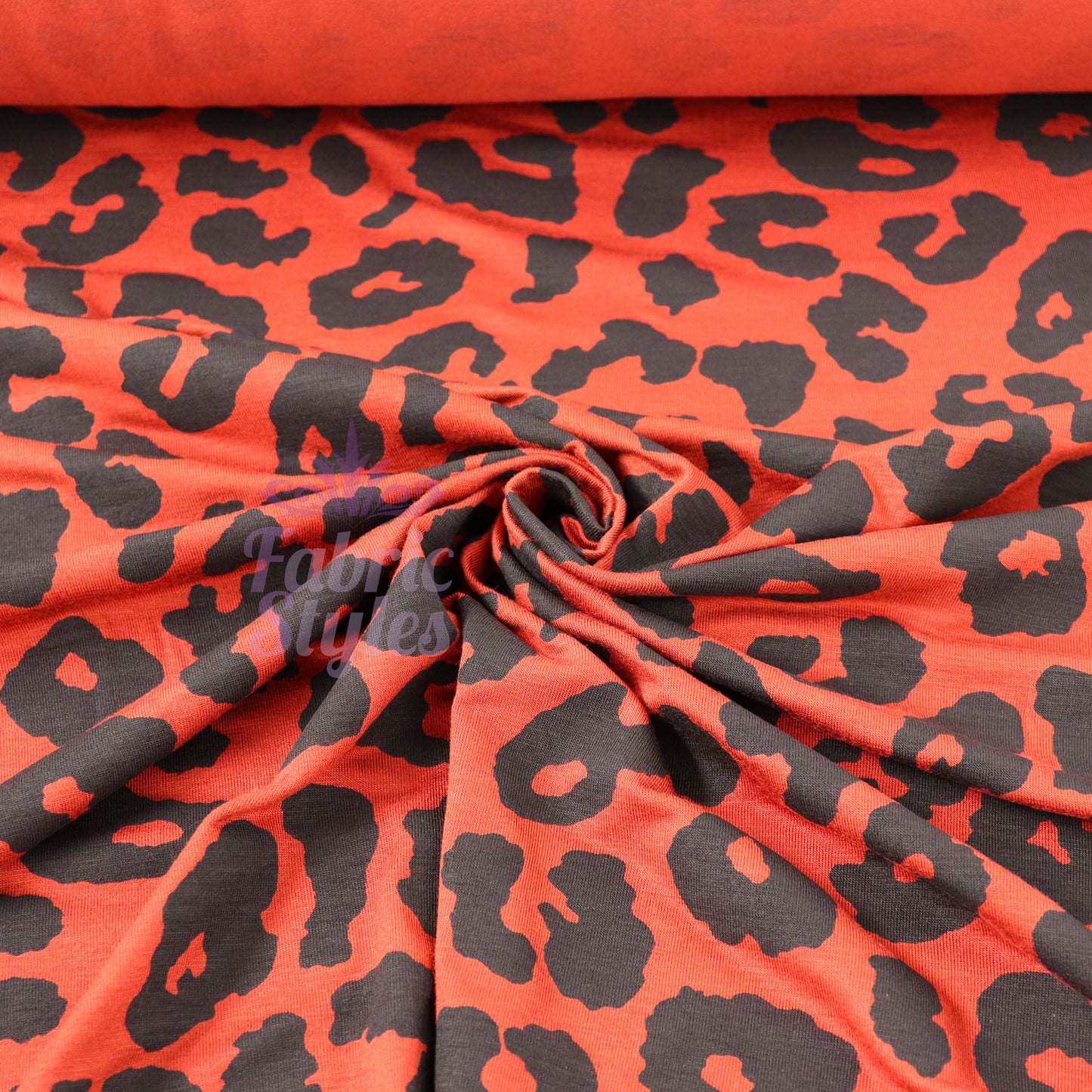 Leopard Rust Black Spots Viscose Elastane Fabric
