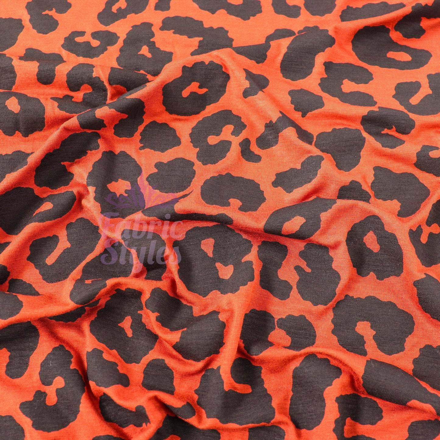 Leopard Rust Black Spots Viscose Elastane Fabric