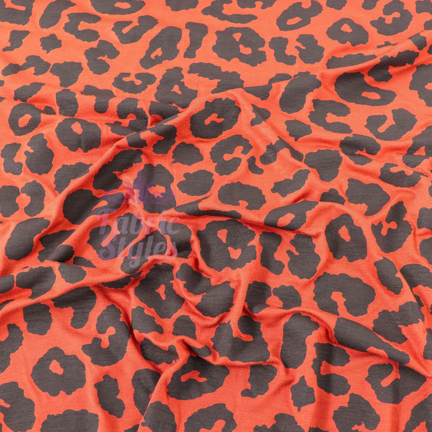 Leopard Rust Black Spots Viscose Elastane Fabric