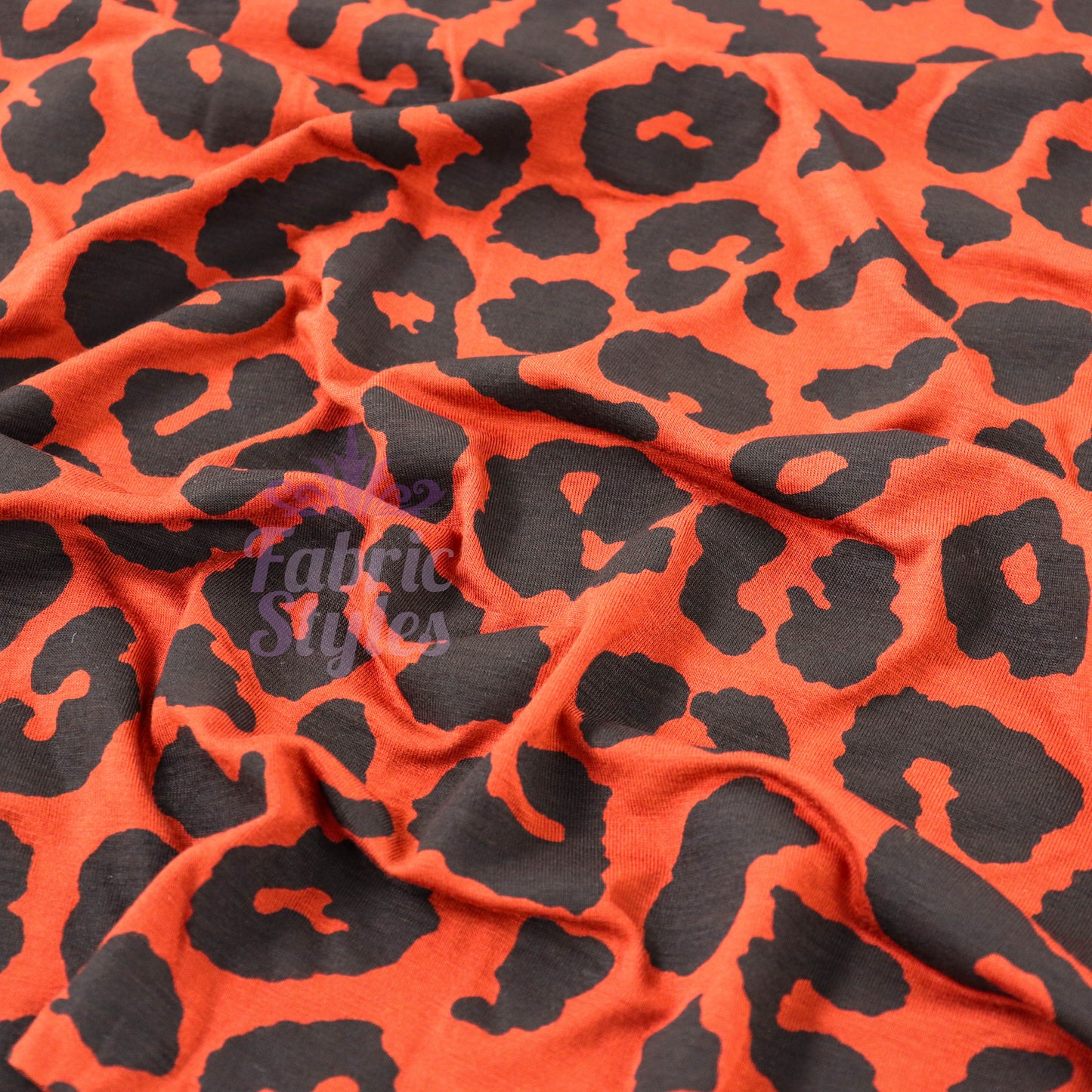 Leopard Rust Black Spots Viscose Elastane Fabric