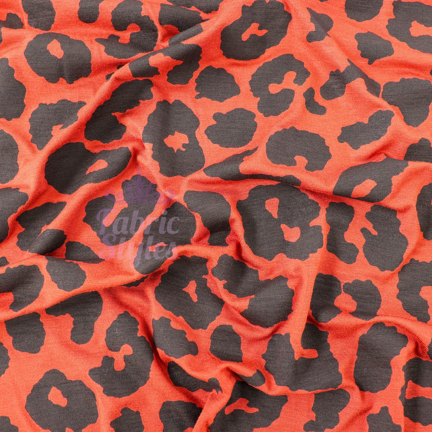 Leopard Rust Black Spots Viscose Elastane Fabric