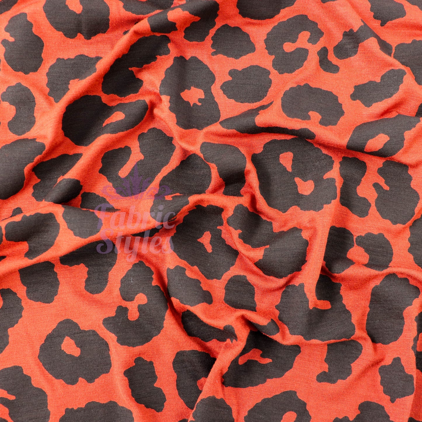 Leopard Rust Black Spots Viscose Elastane Fabric