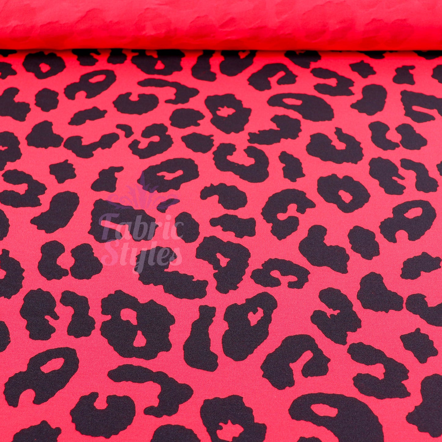 Red Leopard Animal Viscose Elastane Fabric