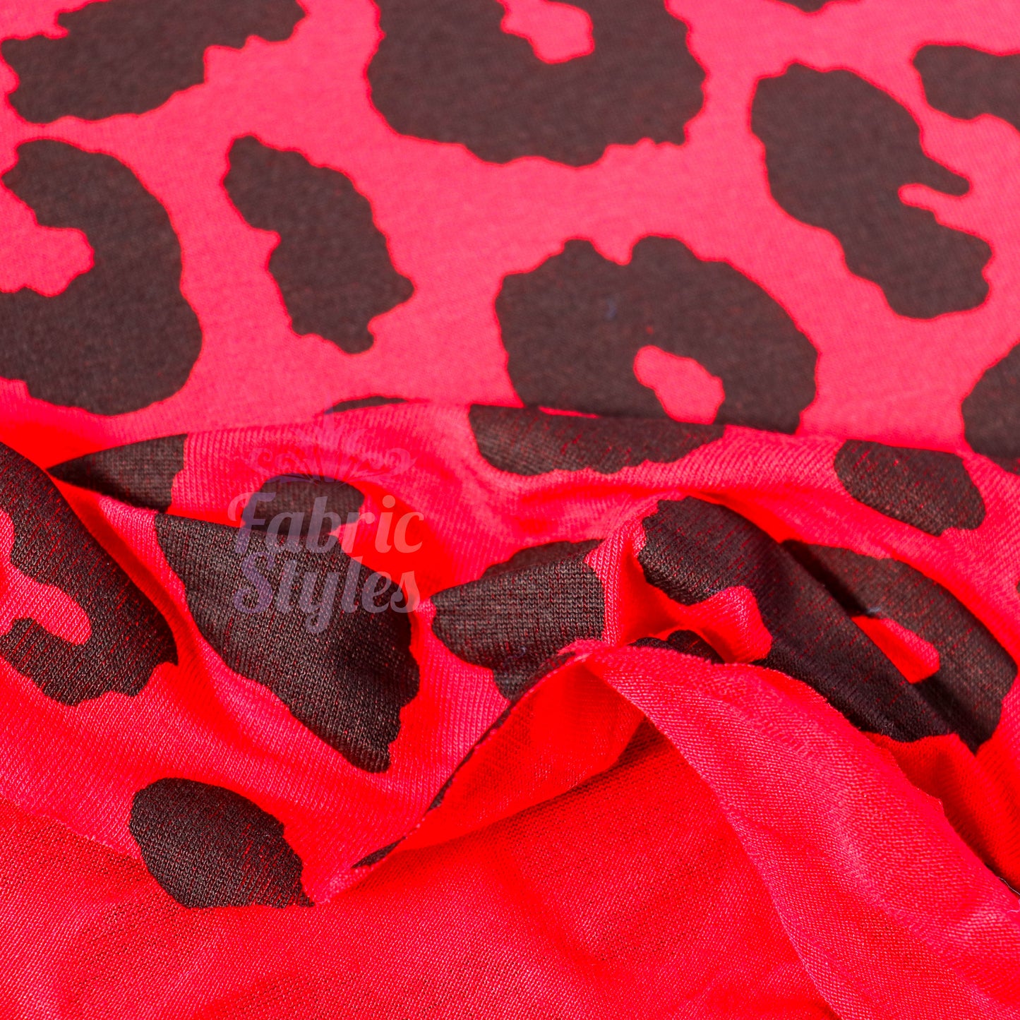 Red Leopard Animal Viscose Elastane Fabric