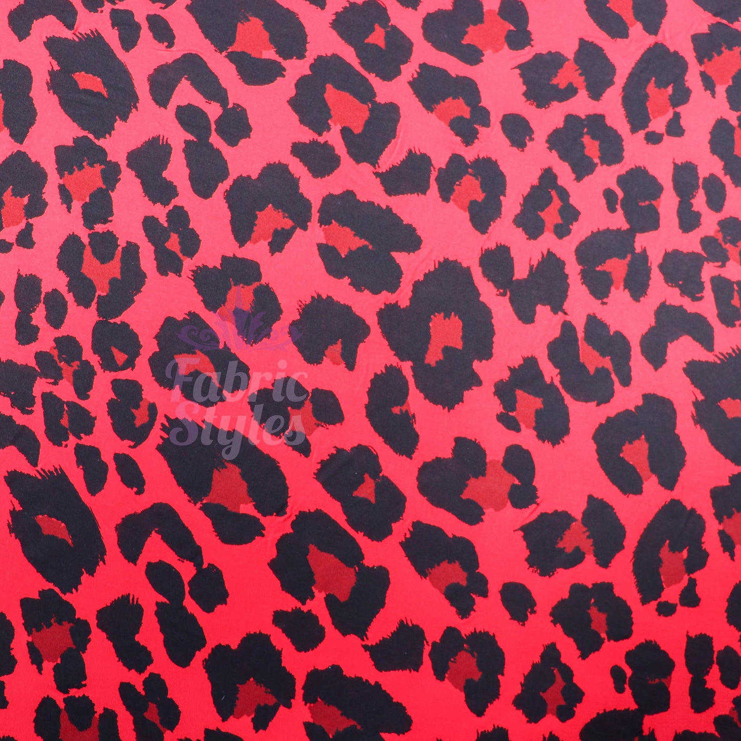Red Leopard Print Viscose Elastane Fabric