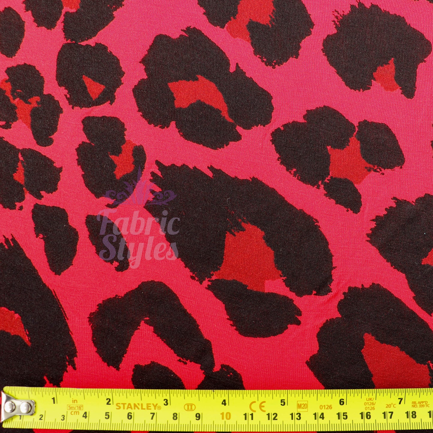 Red Leopard Print Viscose Elastane Fabric